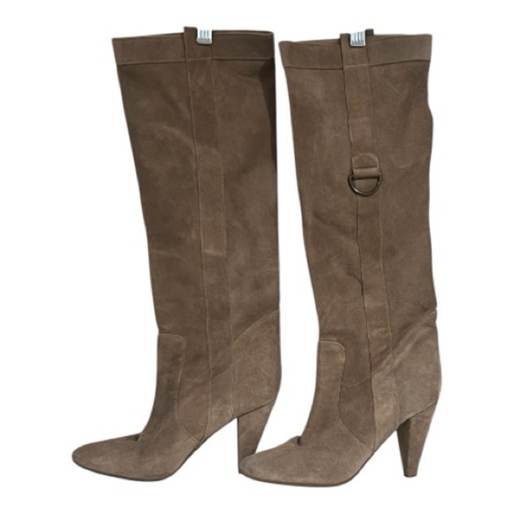 Fornarina Italian Suede Tan Slip On High Boots Size 8.5